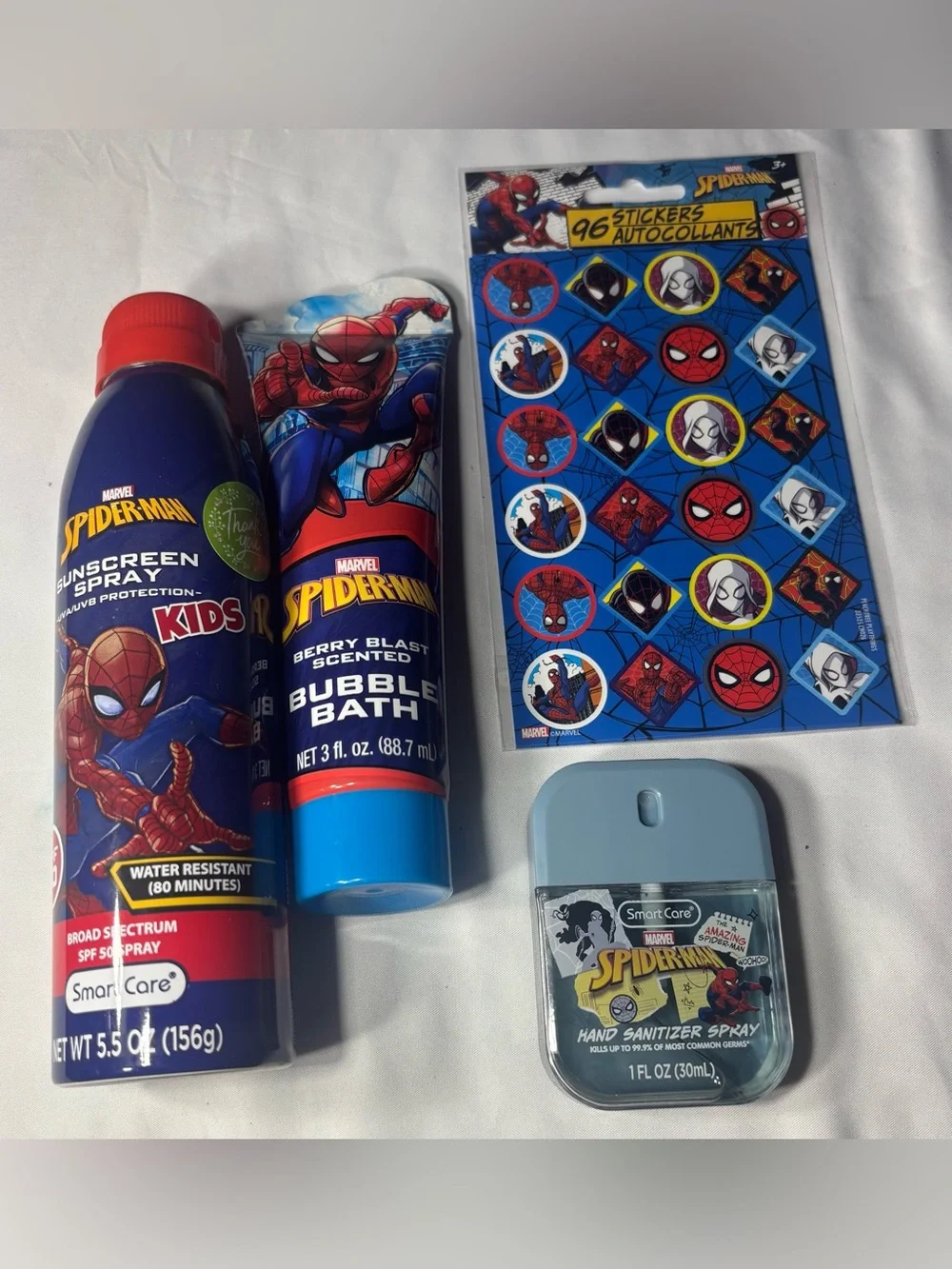 4 New Marvel Spider-Man Kids Bath & Sanitizer Set – Blue/Red